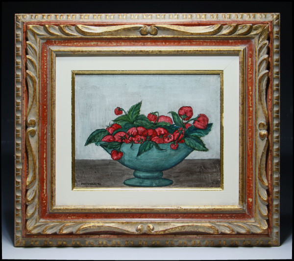 Martinelli - Gouache ERDBEEREN IN SCHALE - STILLEBEN - datiert 1992