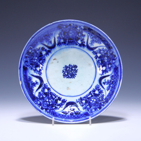 Persian Qajar Safavid Fritware Pottery Bowl 19 th. C. - 22,3 cm