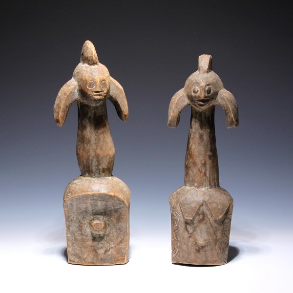 Pair of African Carved Wood Fertility Figures - 20th. C.