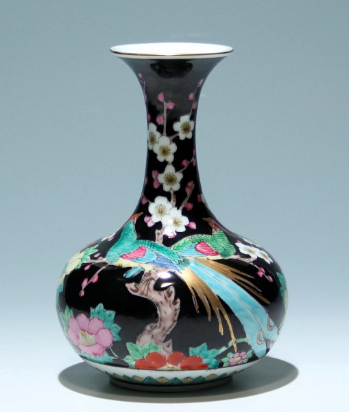 Japanese Porcelain Vase with Birds on Branches