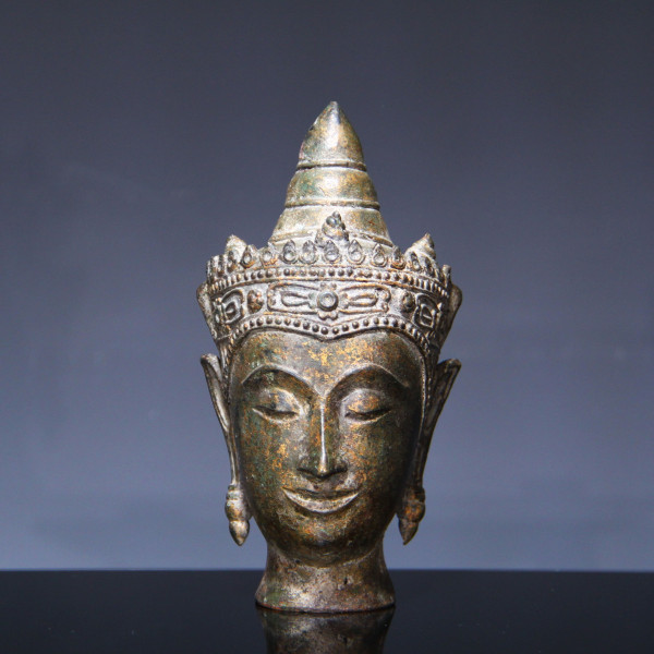 Bronze Head of Buddha - Ayutthaya Kingdom - Thailand 20th Century