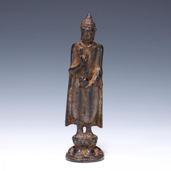 Standing Bronze Buddha Thailand / Cambodia Early 20th. C. - 14,8 cm