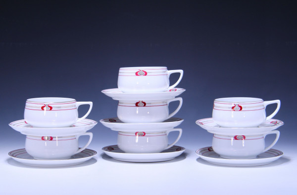 7 Jugendstil Rosenthal Tassen DONATELLO Entwurf Hans Günther Reinstein