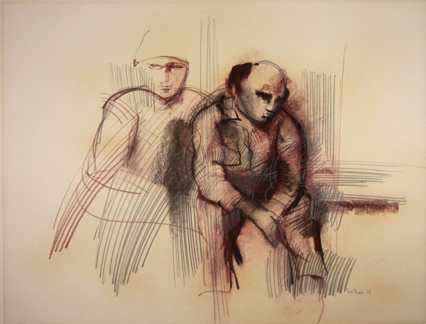 Perazzi (Perassi?), Paolo Kreidezeichnung ZWEI FIGUREN datiert 1975