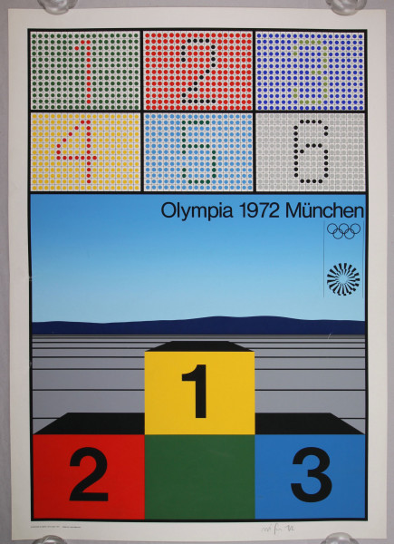 Nöfer, Werner (*1937) Bleistift signiertes Siebdruck Poster OLYMPIA 1972 MÜNCHEN