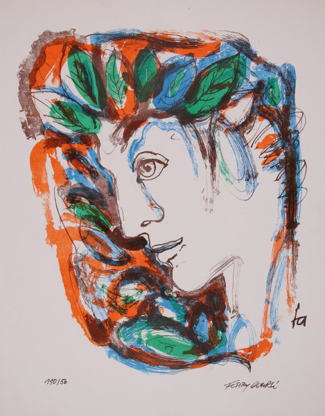 Ahrlé, Ferry (1924-2018) signierte Farblithografie OHNE TITEL