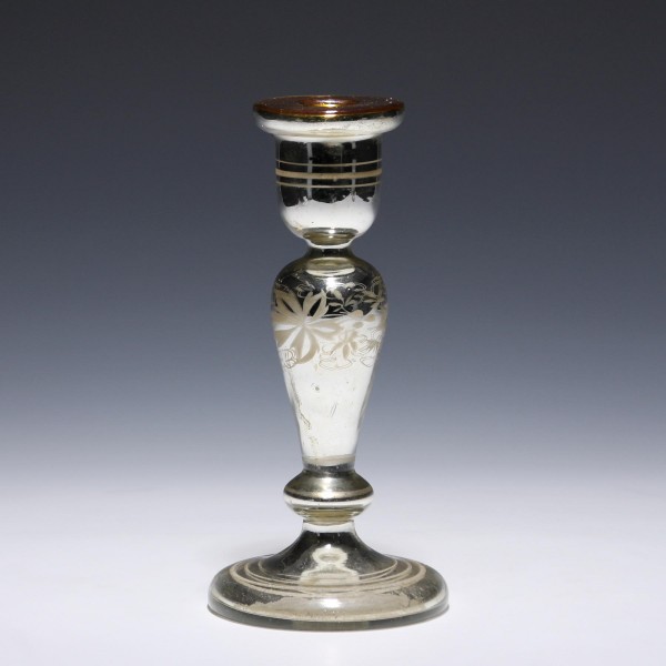 Bauernsilber / Silberglas Kerzenleuchter - Abriss mit Glassiegel - circa 1900