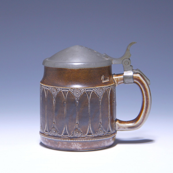 Jugendstil Steinzeug Bierkrug Modell 3812 - 1/2 L. - Westerwald um 1910