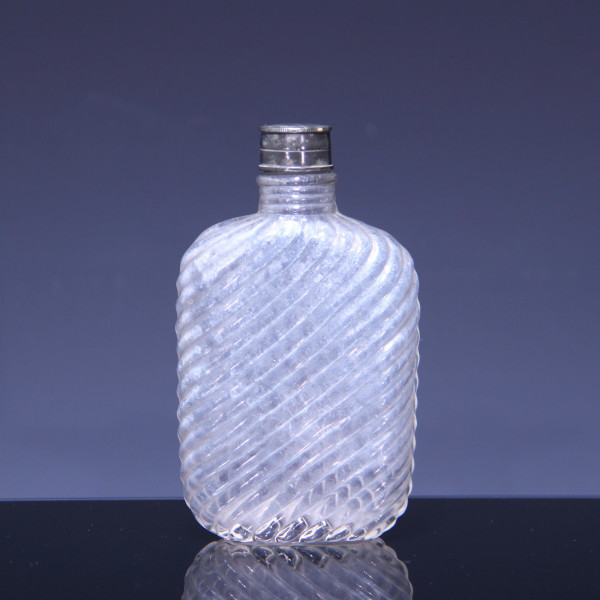 Plattflasche Taschenflasche mit Zinnverschluss - 1920/30er Jahre