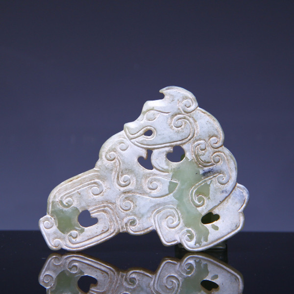 Archaic-style Chinese Jade Carving of a Mythical Creature - 20th C