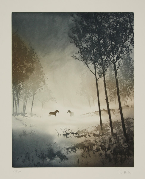 Hilon, France (*1942) Signierte Farbradierung RENCONTRE - 1990