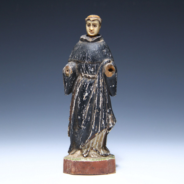Fragmentarisch erhaltene Holzskulptur eines Mönches - Klosterarbeit 19. Jh.