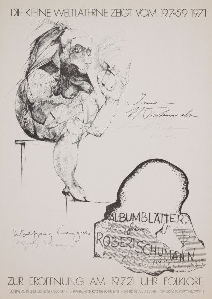 Tschermak, Irene M. / Wolfgang Langner - signiertes Plakat KLEINE WELTLATERNE Berlin 1971