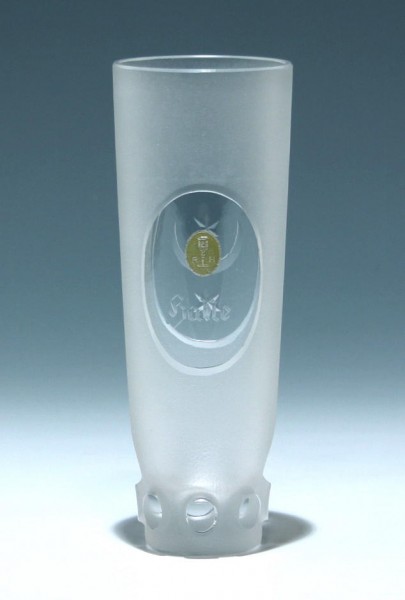 Vase in Sandstrahltechnik Etikett Rudolf Hantschel
