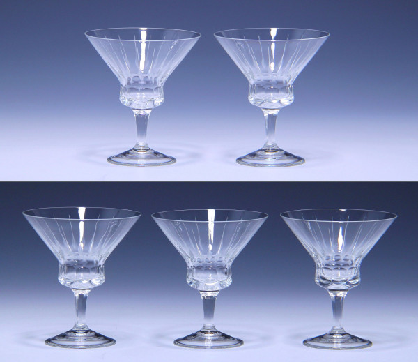 5 Likörschalen mit Strahlenschliff Valentin Eisch KG in Frauenau 1960er Jahre - 8,5 cm