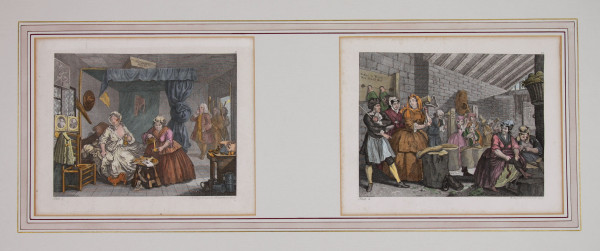 Hogarth, W. und Ernst Ludwig Riepenhausen - Paar kolorierte Kupferstiche um 1850