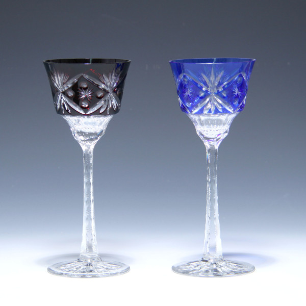 Paar Art Deco Bleikristall Römer mit Tiefschliff - 1930er Jahre - 21 cm